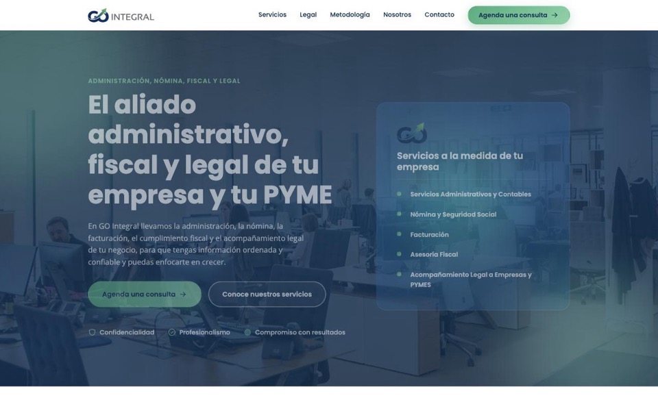 Captura del sitio de GO Integral