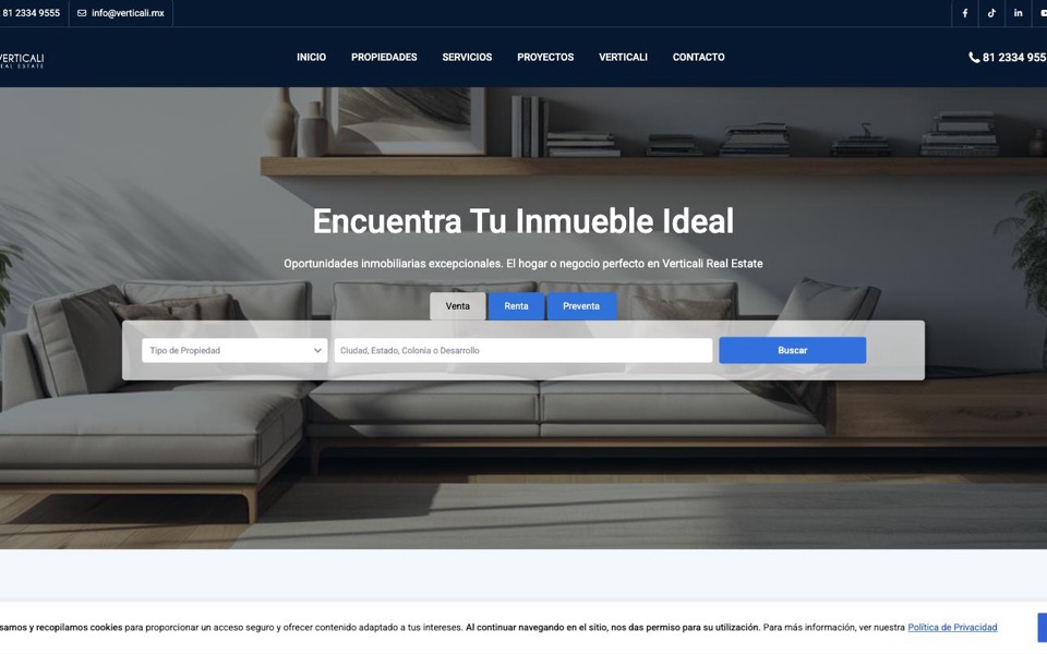 Captura del sitio de Verticali